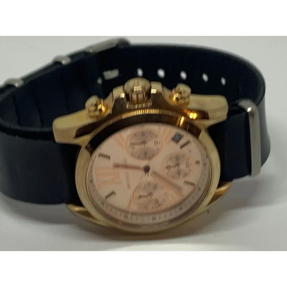 Michael Kors MK5799 Women's Leather Analog Rose Dial Quartz Wrist Watch GE283
